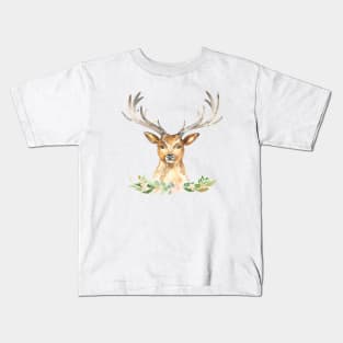 Cute deer with flowers Kids T-Shirt